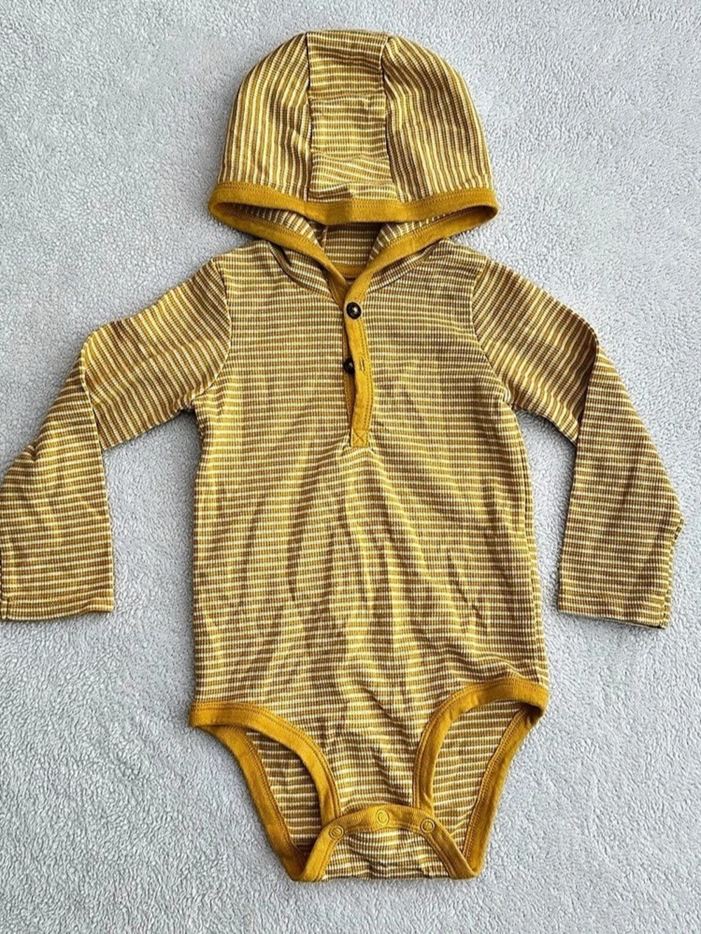Just One You made by carter's Striped Hooded Bodysuit in Yellow & White Baby 24M